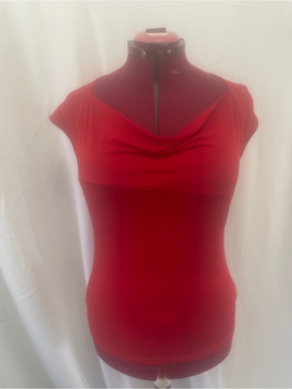 Women's Red Cowl Neck Cap Sleeve Camisole
